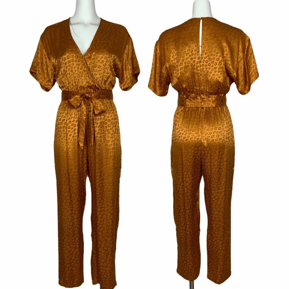 Joie Tau Jumpsuit XS Copper Belted Leopard Design
